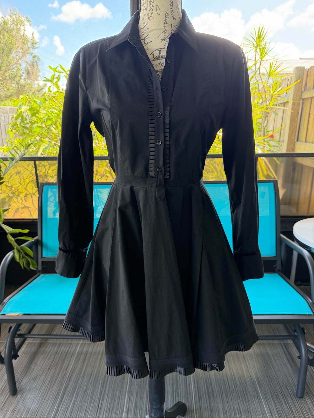 Zara Black Button-Front Fit & Flare Mini Dress